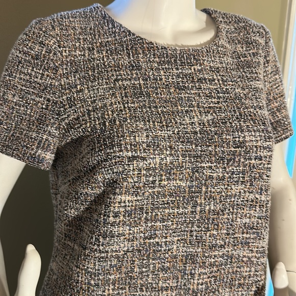 NWOT Calvin Klein Multi Boucle Career Sheath Shift Dress Short Sleeve Sz 12 - Picture 10 of 12